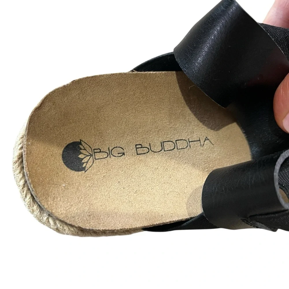 Big Buddha Sandals Women’s Size 9 Black Jute Platform Open Toe Chunky Shoes